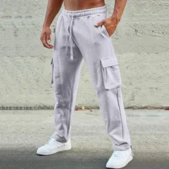 Discount OUKU Men's Sweatpants Joggers Trousers Cargo Sweatpants Pocket Drawstring Elastic Waist Plain Comfort Sports Outdoor Daily Fashion Casual Black Red Micro-elastic