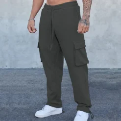 Discount OUKU Men's Sweatpants Joggers Trousers Cargo Sweatpants Pocket Drawstring Elastic Waist Plain Comfort Sports Outdoor Daily Fashion Casual Black Red Micro-elastic