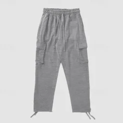 Discount OUKU Men's Sweatpants Joggers Trousers Cargo Sweatpants Pocket Drawstring Elastic Waist Plain Comfort Sports Outdoor Daily Fashion Casual Black Red Micro-elastic