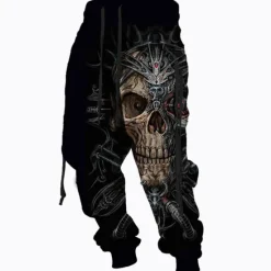 Clearance OUKU Men's Sweatpants Joggers Trousers Drawstring Side Pockets Elastic Waist Skull Graphic Prints Comfort Breathable Sports Outdoor Casual Daily Cotton Blend Terry Streetwear Designer Black Red
