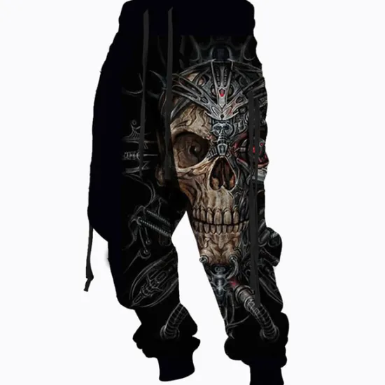 Clearance OUKU Men's Sweatpants Joggers Trousers Drawstring Side Pockets Elastic Waist Skull Graphic Prints Comfort Breathable Sports Outdoor Casual Daily Cotton Blend Terry Streetwear Designer Black Red
