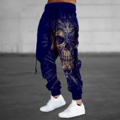 Clearance OUKU Men's Sweatpants Joggers Trousers Drawstring Side Pockets Elastic Waist Skull Graphic Prints Comfort Breathable Sports Outdoor Casual Daily Cotton Blend Terry Streetwear Designer Black Red