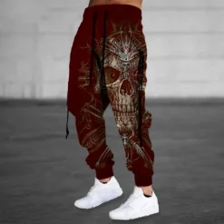 Clearance OUKU Men's Sweatpants Joggers Trousers Drawstring Side Pockets Elastic Waist Skull Graphic Prints Comfort Breathable Sports Outdoor Casual Daily Cotton Blend Terry Streetwear Designer Black Red