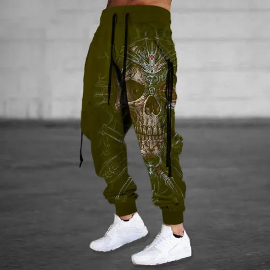 Clearance OUKU Men's Sweatpants Joggers Trousers Drawstring Side Pockets Elastic Waist Skull Graphic Prints Comfort Breathable Sports Outdoor Casual Daily Cotton Blend Terry Streetwear Designer Black Red