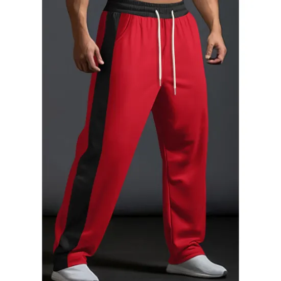 New OUKU Men's Sweatpants Trousers Casual Pants Patchwork Pocket Drawstring Color Block Comfort Vacation Sports Outdoor Casual Black White Micro-elastic