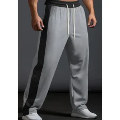 New OUKU Men's Sweatpants Trousers Casual Pants Patchwork Pocket Drawstring Color Block Comfort Vacation Sports Outdoor Casual Black White Micro-elastic