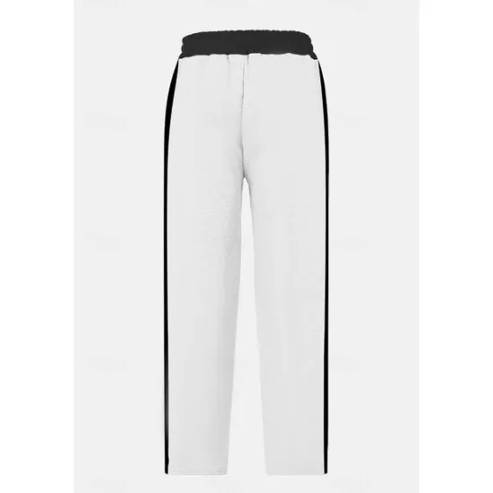 New OUKU Men's Sweatpants Trousers Casual Pants Patchwork Pocket Drawstring Color Block Comfort Vacation Sports Outdoor Casual Black White Micro-elastic