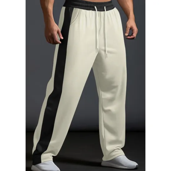New OUKU Men's Sweatpants Trousers Casual Pants Patchwork Pocket Drawstring Color Block Comfort Vacation Sports Outdoor Casual Black White Micro-elastic