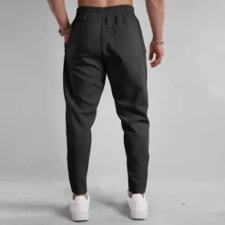 Clearance OUKU Men's Sweatpants Trousers Pocket Drawstring Elastic Waist Plain Comfort Sports Outdoor Daily Fashion Casual Black Green Micro-elastic