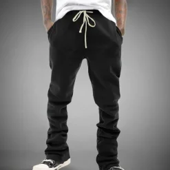 Outlet OUKU Men's Sweatpants Trousers Casual Pants Drawstring Elastic Waist Straight Leg Plain Comfort Sports Outdoor Daily Fashion Casual Black Pink Micro-elastic