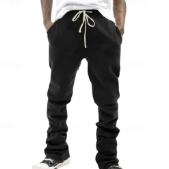 Outlet OUKU Men's Sweatpants Trousers Casual Pants Drawstring Elastic Waist Straight Leg Plain Comfort Sports Outdoor Daily Fashion Casual Black Pink Micro-elastic