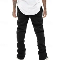 Outlet OUKU Men's Sweatpants Trousers Casual Pants Drawstring Elastic Waist Straight Leg Plain Comfort Sports Outdoor Daily Fashion Casual Black Pink Micro-elastic