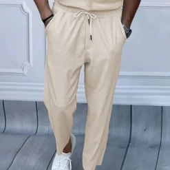 Clearance OUKU Men's Sweatpants Trousers Straight Leg Sweatpants Pocket Drawstring Elastic Waist Plain Comfort Sports Outdoor Daily Fashion Casual Black White Micro-elastic