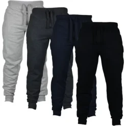 Outlet OUKU Men's Sweatpants Trousers Pants Trousers Jogging Pants Sports Pants Drawstring Elastic Waist Solid Color Warm Breathable Full Length Sports Weekend Sporty Casual / Sporty Black Navy Blue Micro-elastic