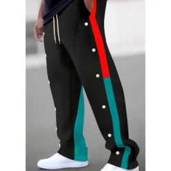 Best OUKU Men's Sweatpants Trousers Patchwork Pocket Drawstring Color Block Comfort Sports Outdoor Daily Casual Black White Micro-elastic