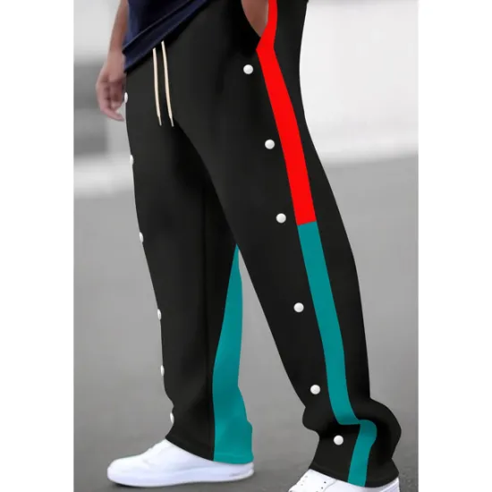 Best OUKU Men's Sweatpants Trousers Patchwork Pocket Drawstring Color Block Comfort Sports Outdoor Daily Casual Black White Micro-elastic