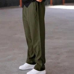 OUKU Men's Sweatpants Trousers Drawstring Elastic Waist Straight Leg Plain Comfort Sports Outdoor Daily Fashion Casual ArmyGreen Black Micro-elastic