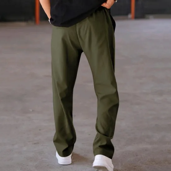 OUKU Men's Sweatpants Trousers Drawstring Elastic Waist Straight Leg Plain Comfort Sports Outdoor Daily Fashion Casual ArmyGreen Black Micro-elastic