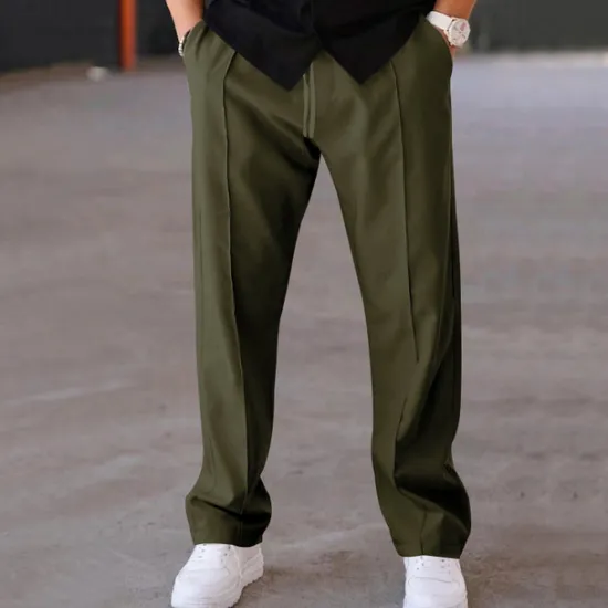 OUKU Men's Sweatpants Trousers Drawstring Elastic Waist Straight Leg Plain Comfort Sports Outdoor Daily Fashion Casual ArmyGreen Black Micro-elastic