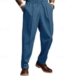 Hot OUKU Men's Sweatpants Trousers Casual Pants Pleated Pants Pocket Drawstring Elastic Waist Plain Comfort Soft Full Length Sports Outdoor Business Daily Fashion Streetwear Black White
