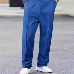 Discount OUKU Men's Sweatpants Trousers Straight Leg Sweatpants Waffle Pants Pocket Elastic Waist Drawstring Plain Comfort Sports Outdoor Daily Fashion Casual Black White Micro-elastic