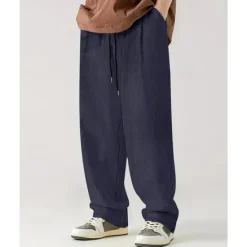 Clearance OUKU Men's Sweatpants Wide Leg Sweatpants Corduroy Pants Trousers Pocket Drawstring Elastic Waist Plain Comfort Sports Outdoor Daily Fashion Casual Black White Micro-elastic