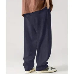 Clearance OUKU Men's Sweatpants Wide Leg Sweatpants Corduroy Pants Trousers Pocket Drawstring Elastic Waist Plain Comfort Sports Outdoor Daily Fashion Casual Black White Micro-elastic