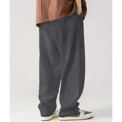 Clearance OUKU Men's Sweatpants Wide Leg Sweatpants Corduroy Pants Trousers Pocket Drawstring Elastic Waist Plain Comfort Sports Outdoor Daily Fashion Casual Black White Micro-elastic