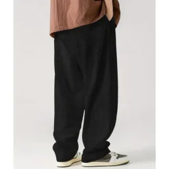 Clearance OUKU Men's Sweatpants Wide Leg Sweatpants Corduroy Pants Trousers Pocket Drawstring Elastic Waist Plain Comfort Sports Outdoor Daily Fashion Casual Black White Micro-elastic