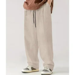 Clearance OUKU Men's Sweatpants Wide Leg Sweatpants Corduroy Pants Trousers Pocket Drawstring Elastic Waist Plain Comfort Sports Outdoor Daily Fashion Casual Black White Micro-elastic