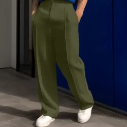 New OUKU Men's Sweatpants Wide Leg Sweatpants Trousers Pocket Drawstring Elastic Waist Plain Comfort Sports Outdoor Daily Fashion Casual ArmyGreen Black Micro-elastic
