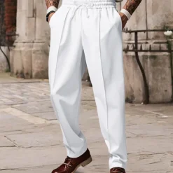 Sale OUKU Men's Sweatpants Wide Leg Sweatpants Trousers Pocket Drawstring Elastic Waist Plain Comfort Sports Outdoor Daily Fashion Casual ArmyGreen Black Micro-elastic
