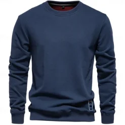 Best OUKU Men's Sweatshirt Black Army Green Red Navy Blue Blue Crew Neck Plain Sports & Outdoor Daily Holiday Streetwear Cool Casual Spring & Fall Clothing Apparel Hoodies Sweatshirts