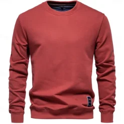 Best OUKU Men's Sweatshirt Black Army Green Red Navy Blue Blue Crew Neck Plain Sports & Outdoor Daily Holiday Streetwear Cool Casual Spring & Fall Clothing Apparel Hoodies Sweatshirts