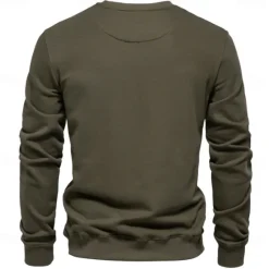 Best OUKU Men's Sweatshirt Black Army Green Red Navy Blue Blue Crew Neck Plain Sports & Outdoor Daily Holiday Streetwear Cool Casual Spring & Fall Clothing Apparel Hoodies Sweatshirts