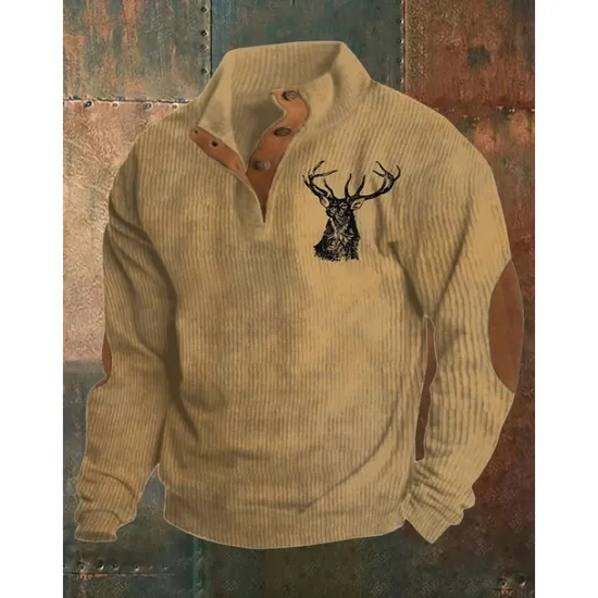 Sale OUKU Men's Sweatshirt Black Blue Brown Khaki Light Grey Standing Collar Graphic Print Patchwork Daily Holiday Going out Polyester Streetwear Casual Fall Winter Clothing Apparel Hoodies Sweatshirts Long