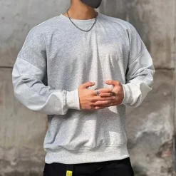 Outlet OUKU Men's Sweatshirt Black Brown Khaki Gray Crew Neck Plain Sports & Outdoor Daily Holiday Cotton Streetwear Basic Casual Spring & Fall Clothing Apparel Hoodies Sweatshirts Long Sleeve