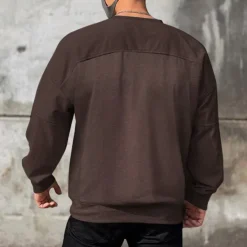 Outlet OUKU Men's Sweatshirt Black Brown Khaki Gray Crew Neck Plain Sports & Outdoor Daily Holiday Cotton Streetwear Basic Casual Spring & Fall Clothing Apparel Hoodies Sweatshirts Long Sleeve