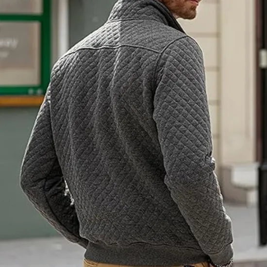 New OUKU Men's Sweatshirt Black White Dark Green Light Grey Dark Gray Standing Collar Color Block Jacquard Patchwork Pocket Ribbed Sports & Outdoor Daily Holiday Polyester Textured Streetwear Basic Casual