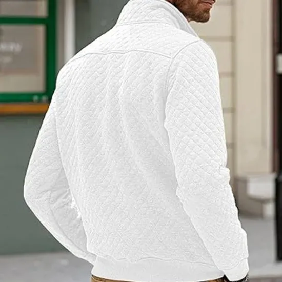 New OUKU Men's Sweatshirt Black White Dark Green Light Grey Dark Gray Standing Collar Color Block Jacquard Patchwork Pocket Ribbed Sports & Outdoor Daily Holiday Polyester Textured Streetwear Basic Casual