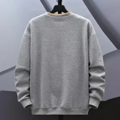 Online OUKU Men's Sweatshirt Black White Gray Crew Neck Jacquard Ribbed Textured Knit-texture Sports & Outdoor Daily Holiday non-printing Polyester Streetwear Basic Casual Fall Winter Clothing Apparel Hoodies