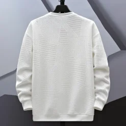 Online OUKU Men's Sweatshirt Black White Gray Crew Neck Jacquard Ribbed Textured Knit-texture Sports & Outdoor Daily Holiday non-printing Polyester Streetwear Basic Casual Fall Winter Clothing Apparel Hoodies
