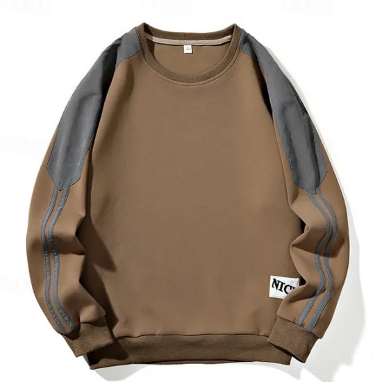 Clearance OUKU Men's Sweatshirt Black White Dark Gray Coffee Crew Neck Color Block Patchwork Color Block Sports & Outdoor Daily Holiday Polyester Streetwear Basic Casual Fall Winter Clothing Apparel Hoodies