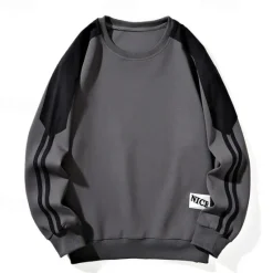 Clearance OUKU Men's Sweatshirt Black White Dark Gray Coffee Crew Neck Color Block Patchwork Color Block Sports & Outdoor Daily Holiday Polyester Streetwear Basic Casual Fall Winter Clothing Apparel Hoodies