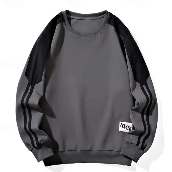 Clearance OUKU Men's Sweatshirt Black White Dark Gray Coffee Crew Neck Color Block Patchwork Color Block Sports & Outdoor Daily Holiday Polyester Streetwear Basic Casual Fall Winter Clothing Apparel Hoodies