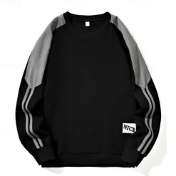 Clearance OUKU Men's Sweatshirt Black White Dark Gray Coffee Crew Neck Color Block Patchwork Color Block Sports & Outdoor Daily Holiday Polyester Streetwear Basic Casual Fall Winter Clothing Apparel Hoodies