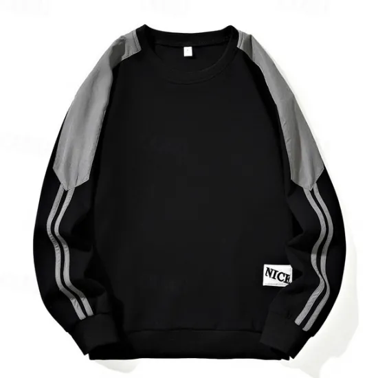 Clearance OUKU Men's Sweatshirt Black White Dark Gray Coffee Crew Neck Color Block Patchwork Color Block Sports & Outdoor Daily Holiday Polyester Streetwear Basic Casual Fall Winter Clothing Apparel Hoodies