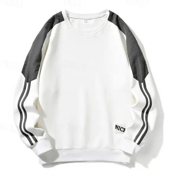 Clearance OUKU Men's Sweatshirt Black White Dark Gray Coffee Crew Neck Color Block Patchwork Color Block Sports & Outdoor Daily Holiday Polyester Streetwear Basic Casual Fall Winter Clothing Apparel Hoodies