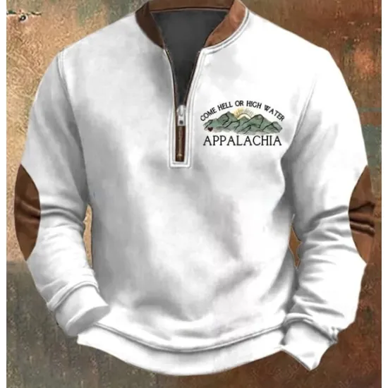 Discount OUKU Men's Sweatshirt Black White Brown Green Gray Half Zip Graphic Print Patchwork Daily Holiday Going out Polyester Streetwear Casual Fall Winter Clothing Apparel Hoodies Sweatshirts Long Sleeve