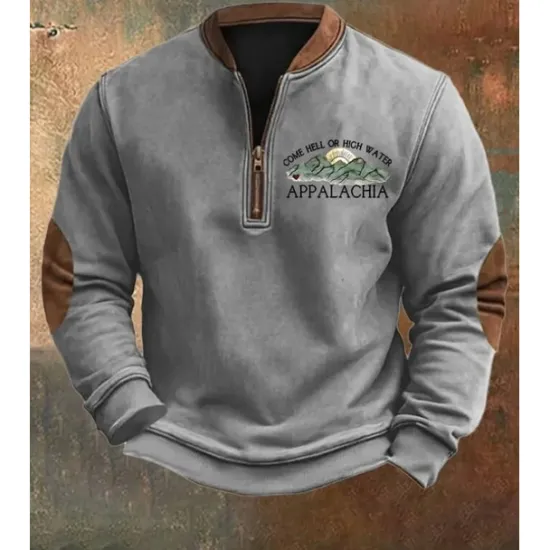 Discount OUKU Men's Sweatshirt Black White Brown Green Gray Half Zip Graphic Print Patchwork Daily Holiday Going out Polyester Streetwear Casual Fall Winter Clothing Apparel Hoodies Sweatshirts Long Sleeve
